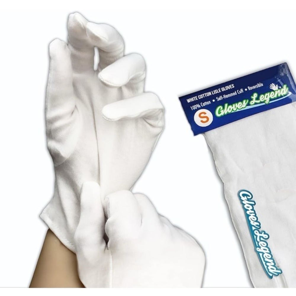 White Cotton Inspection Work Gloves | Coin Silver Art Handling Cosplay Costume |